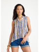 Shirt Collar Asymmetric Cut Beige Ethnic Blouse 4562